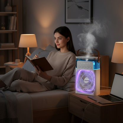 2025 Portable 3-in-1 Air Cooler Fan with Humidifier & LED